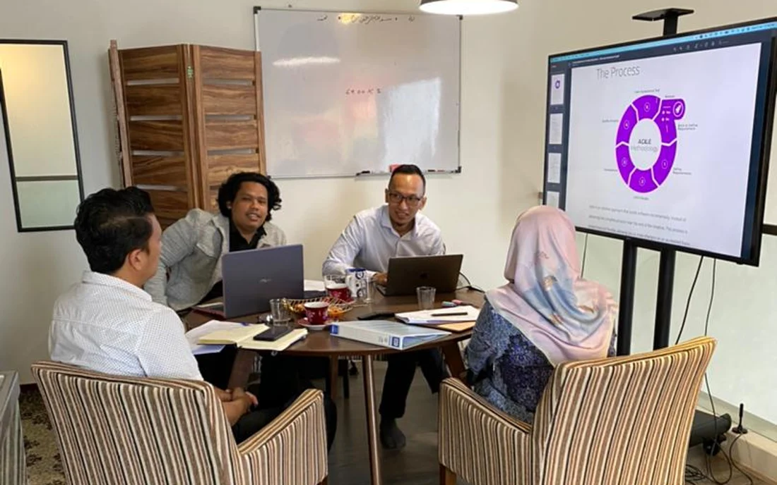 Huzaifah Za'ba facilitating a product strategy session with his team